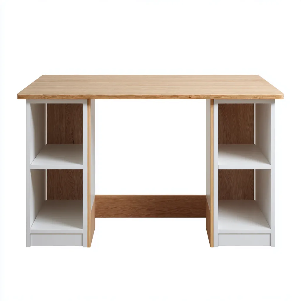 Bureau bois et panneaux mélaminés 140x60x75 cm - Blanc-Bois naturel - Design moderne-Nestgetlab