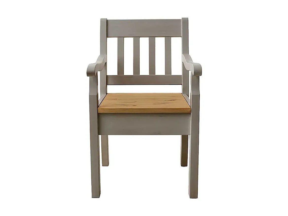 Grauer Esszimmerstuhl aus massivem Kiefernholz