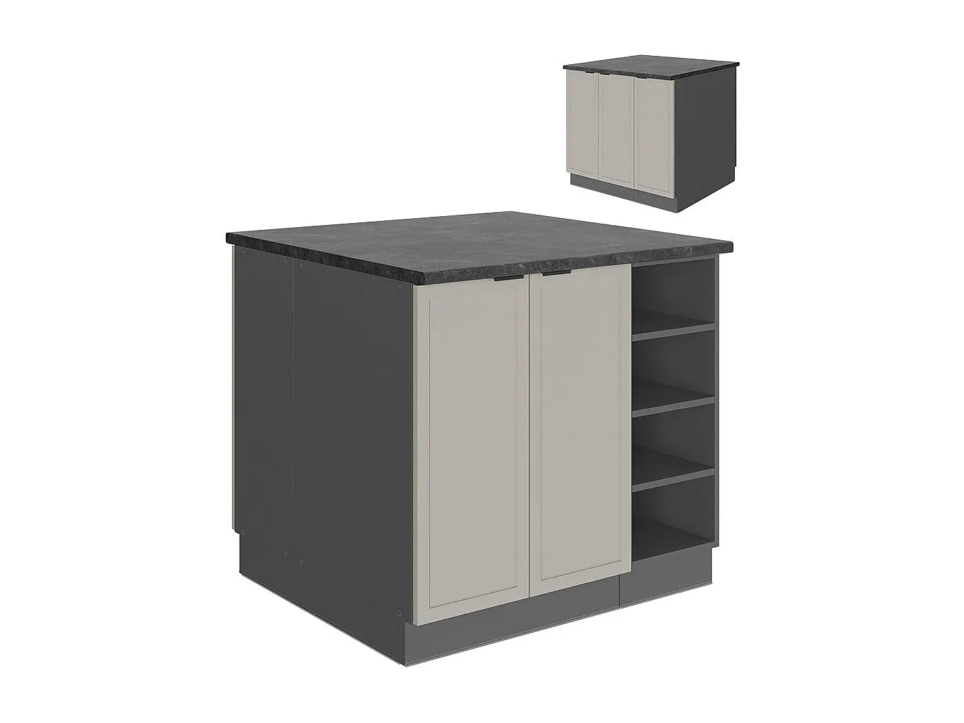 Moderne Kücheninsel in Hochglanz Bordeaux/Anthrazit 90x60x82