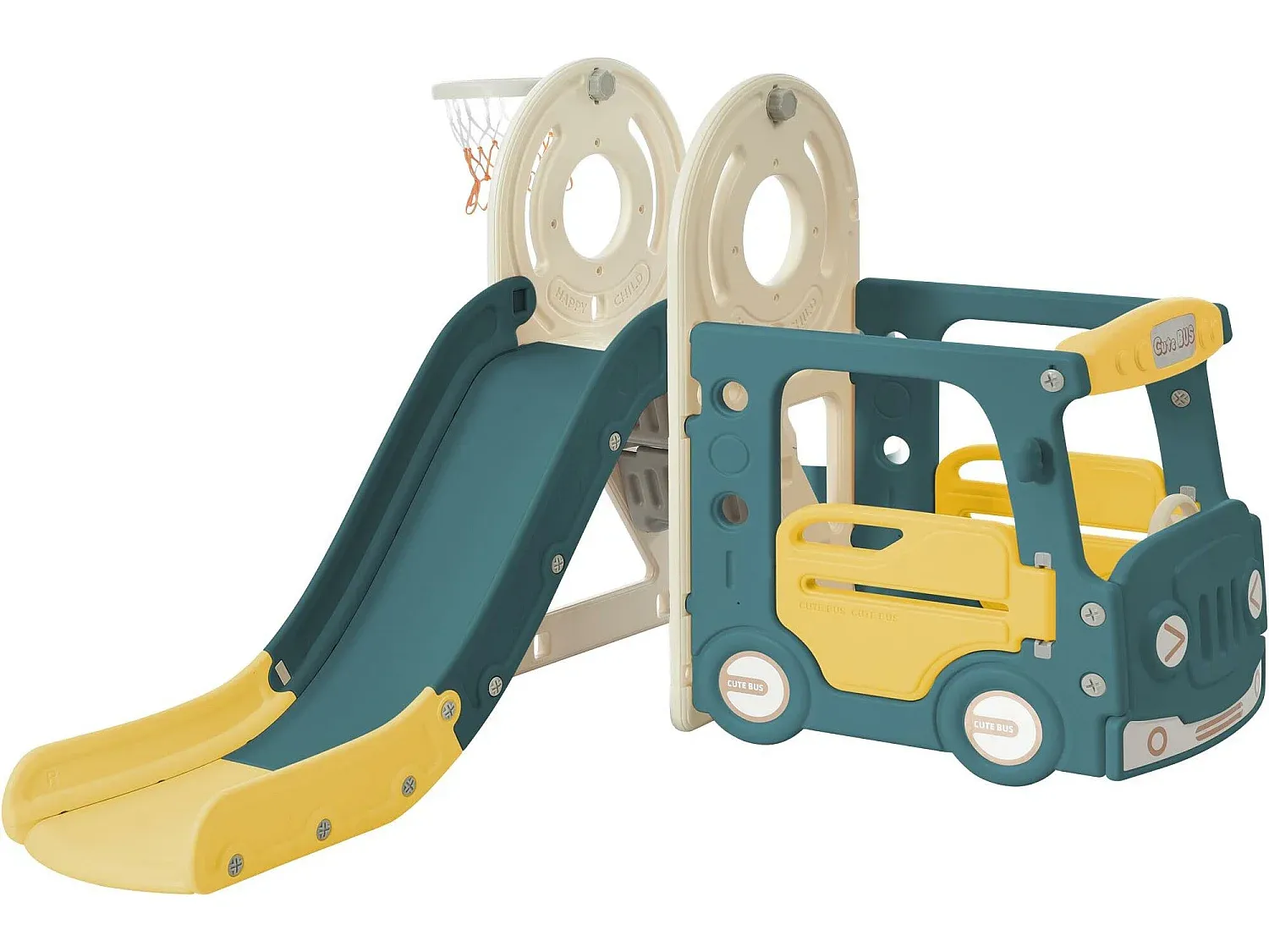 Mehrzweck-Kinderrutsche mit Leiter und Korb