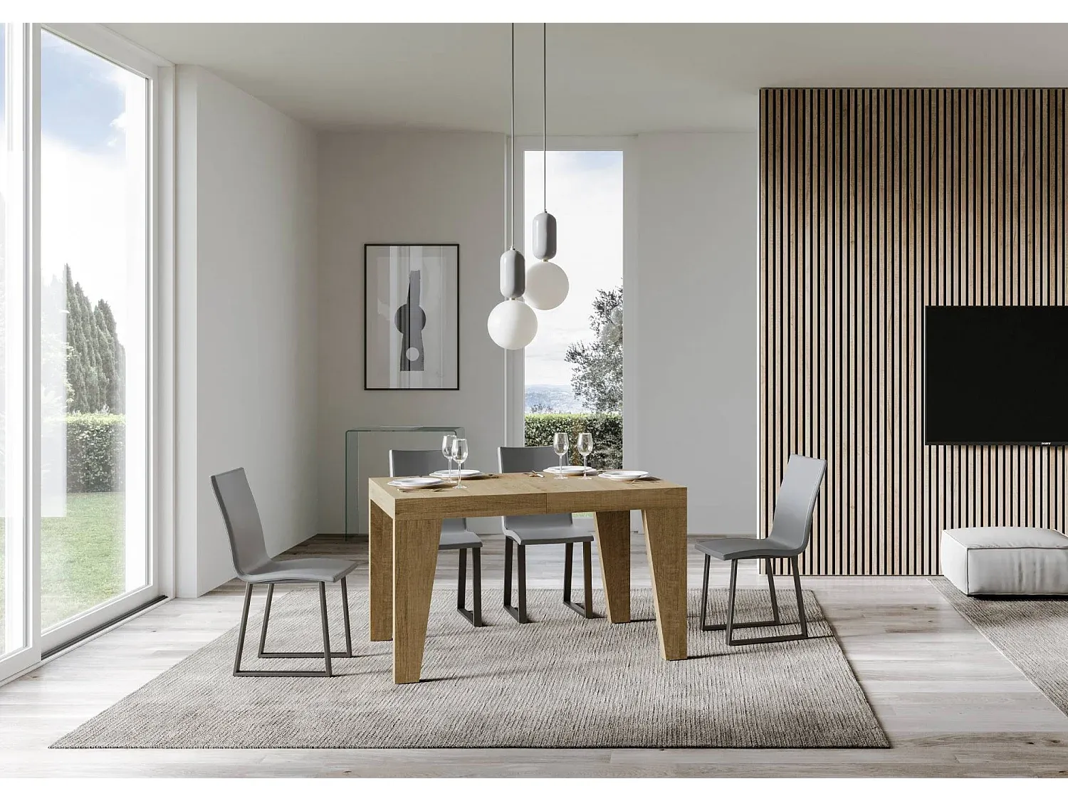 Verlängerbarer Esstisch 90x140/244 cm Holzoptik