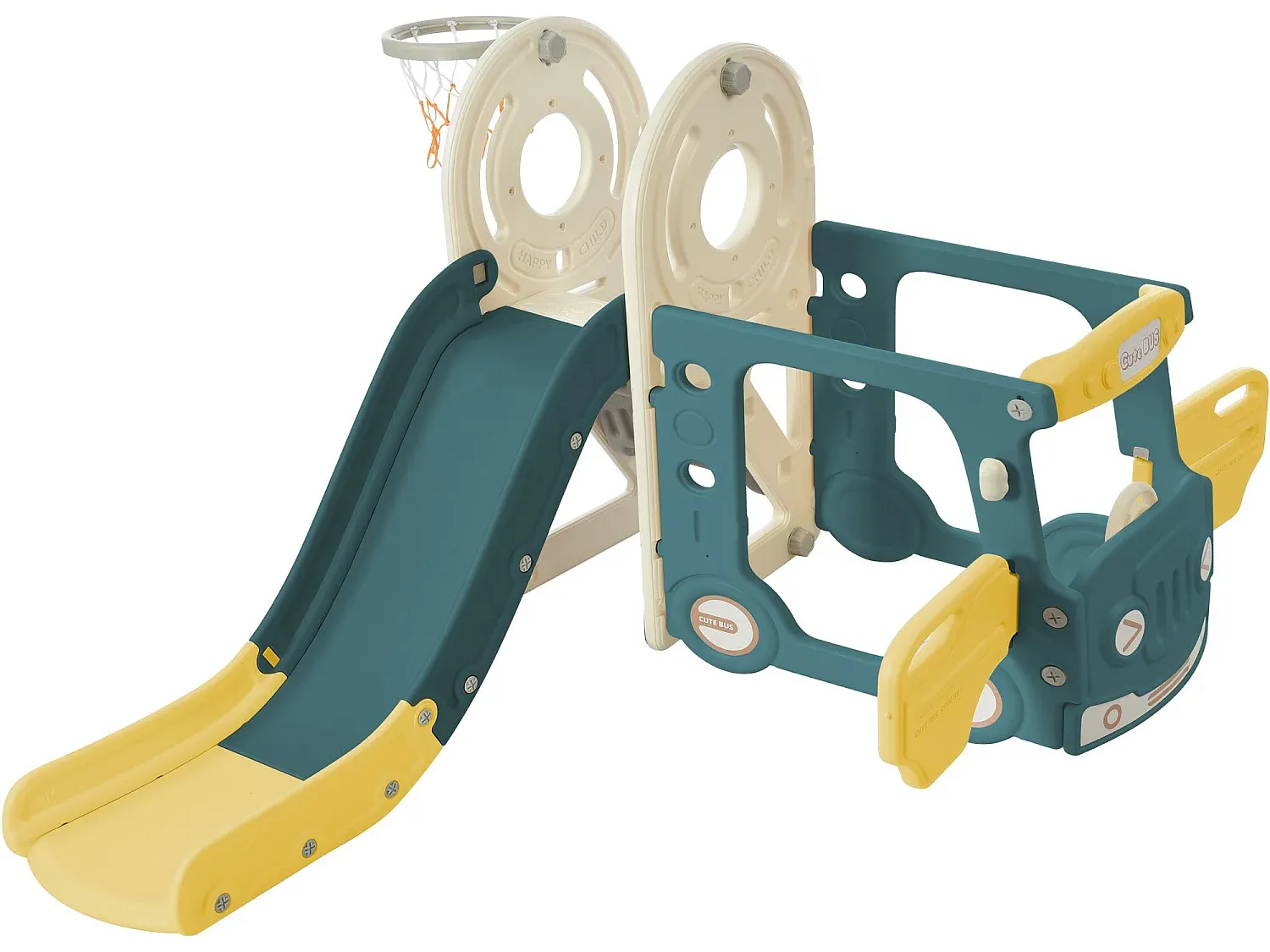 Mehrzweck-Kinderrutsche mit Leiter und Korb