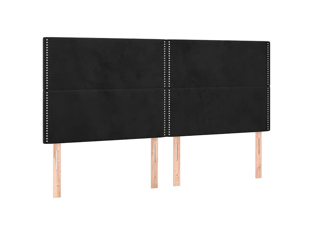 Schwarzes Samt Kopfteil mit LED 180x5x118/128 cm