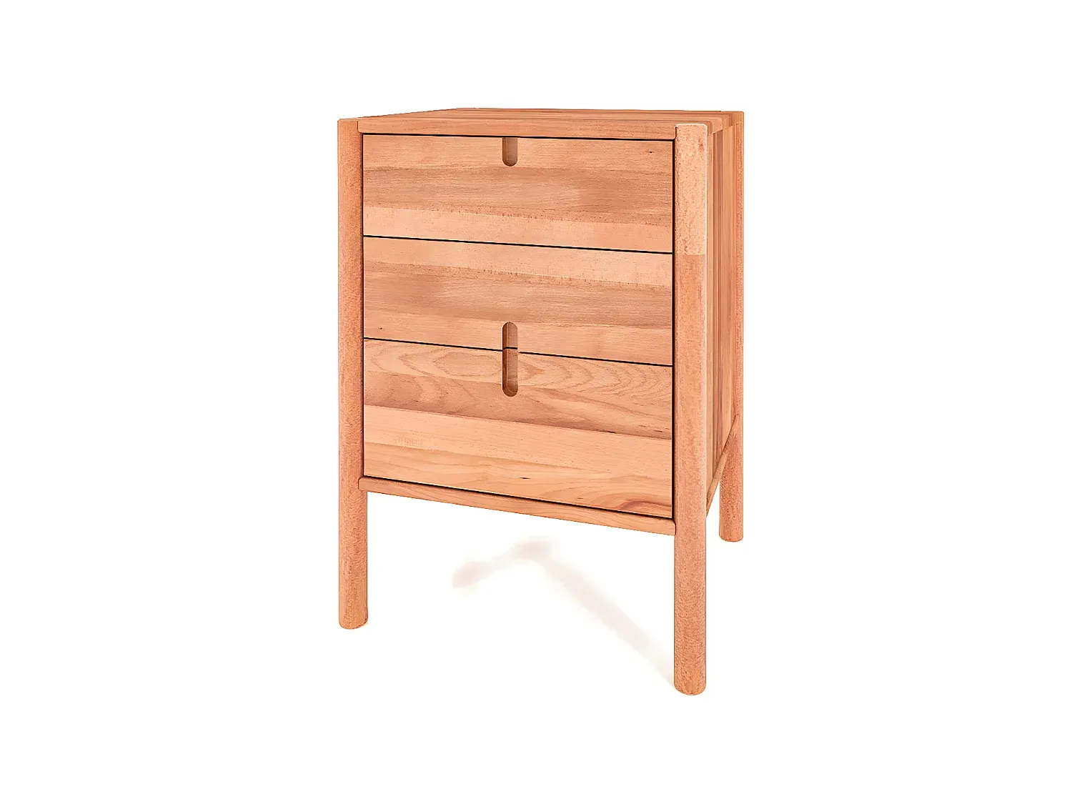 Nachttisch aus Kernbuche mit Schubladen, naturgeölt