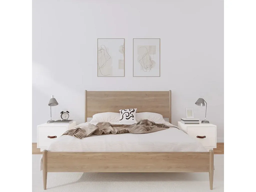 Set aus 2 Nachttischen, Holz, Weiß, 40x34x35 cm