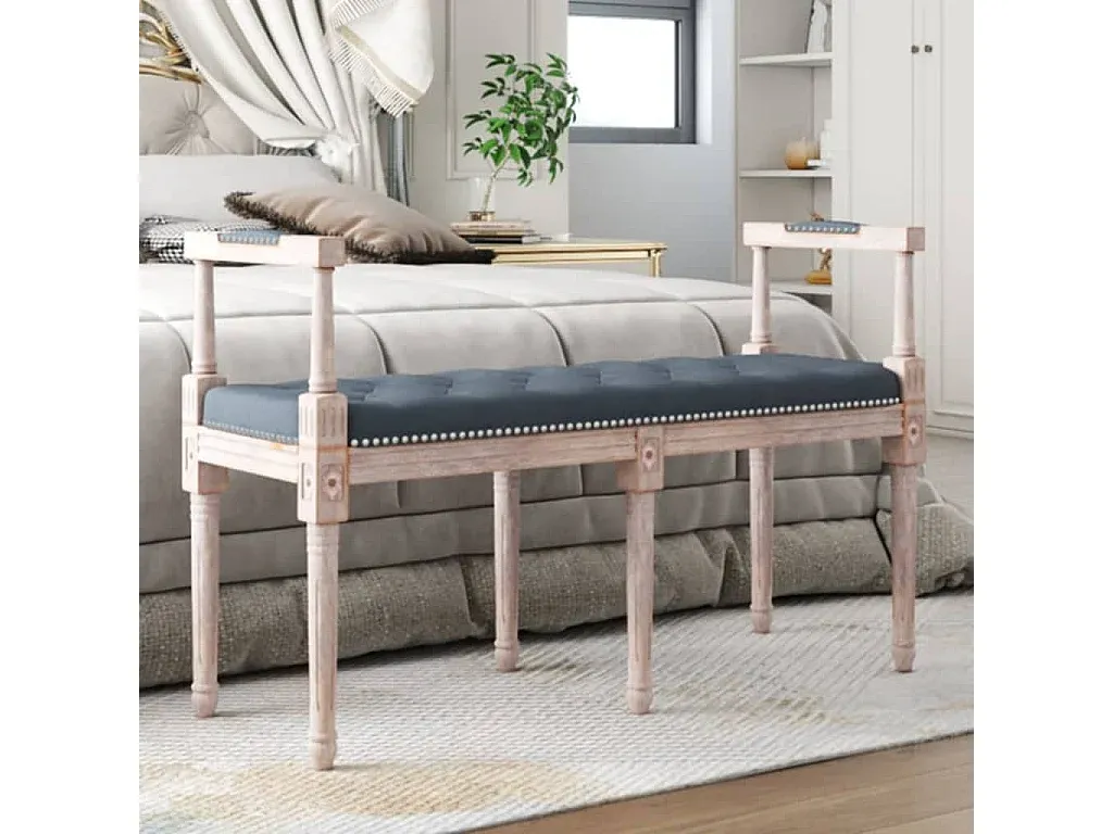 Elegante Samt Sitzbank in Dunkelgrau 110x40x70 cm