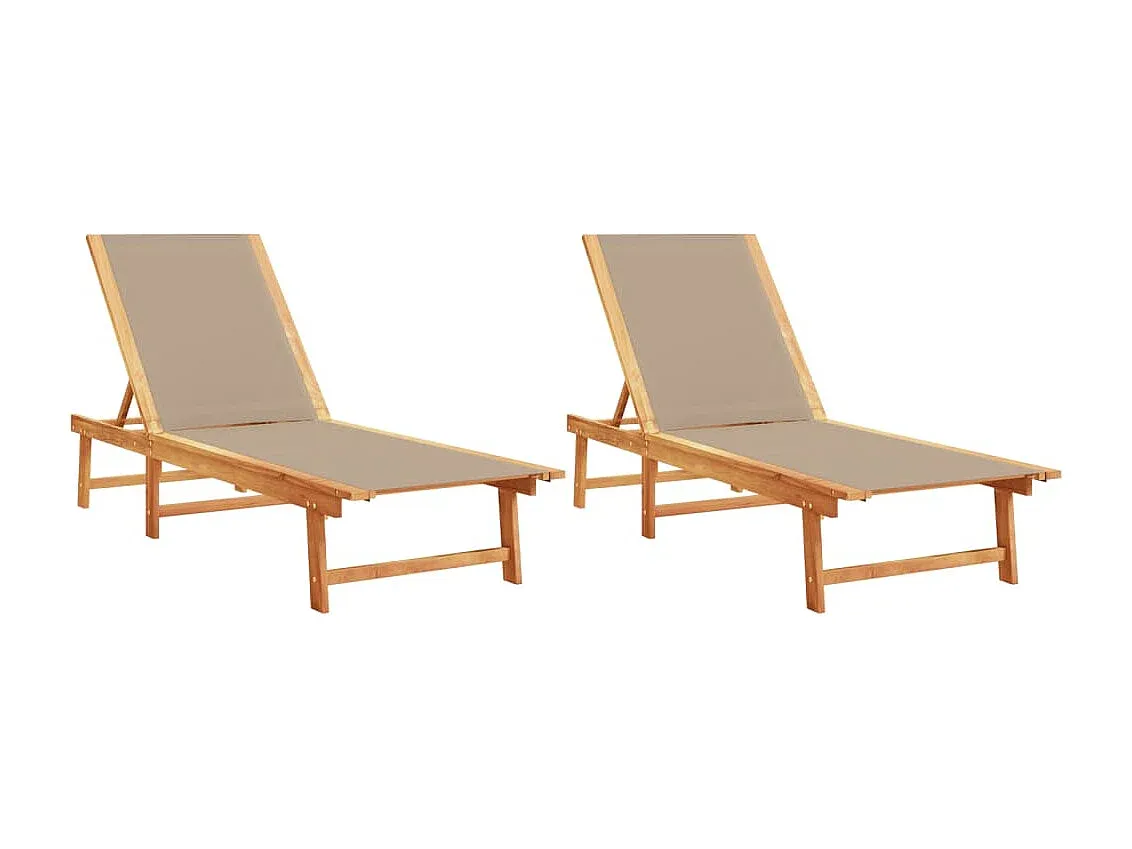 Gartenliege Set aus Akazienholz und Textilene in Taupe