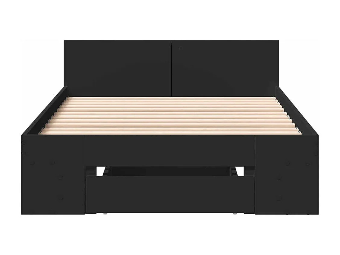 Einzelbett mit Stauraum 90x190 cm aus Holzwerkstoff, Schwarz