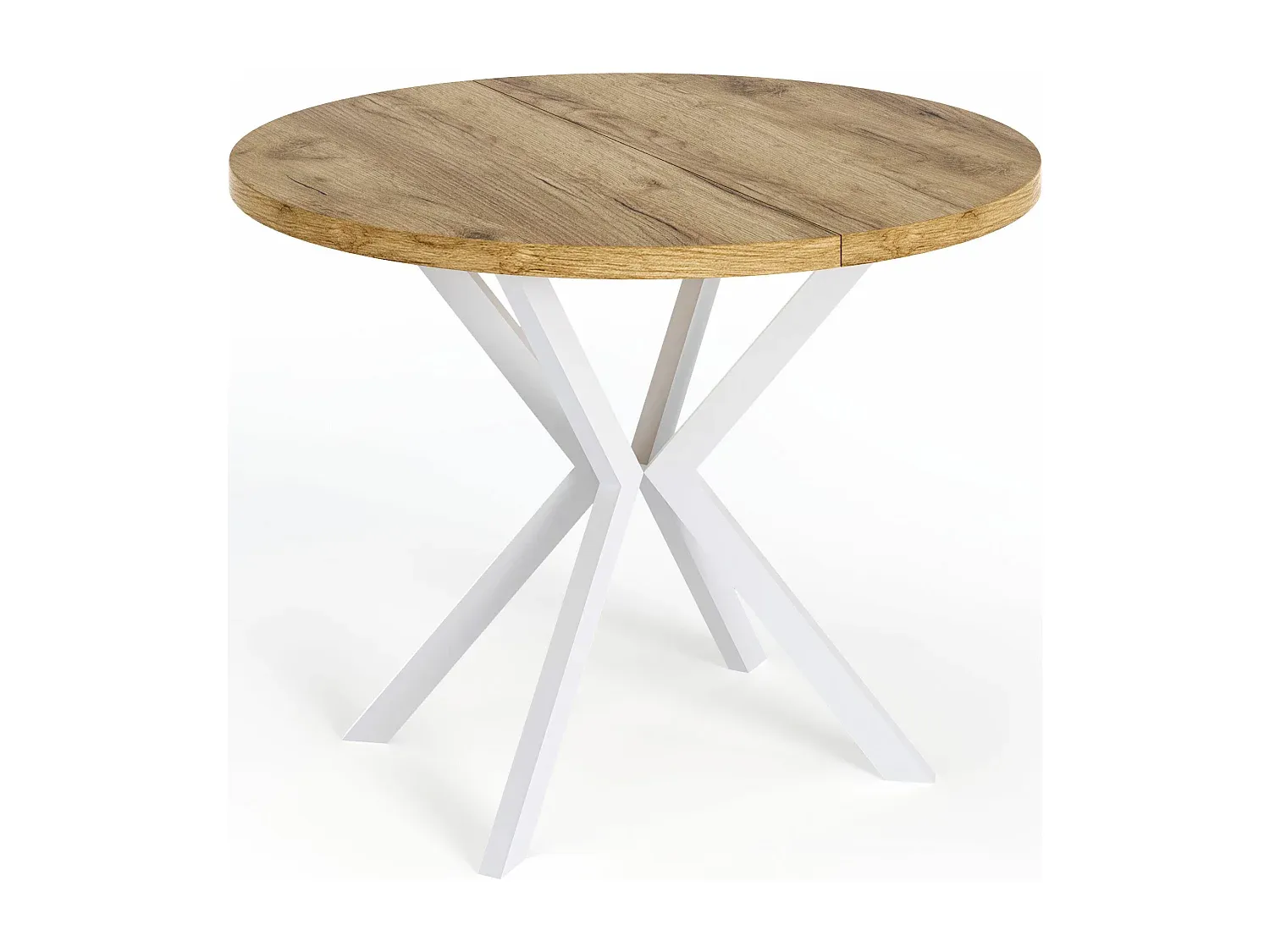 Runder Ausziehtisch für 8 Personen - Loftstil mit Metallbeinen - Verstellbar von 120 bis 200 cm - Industrieller Tisch für Wohnzimmer