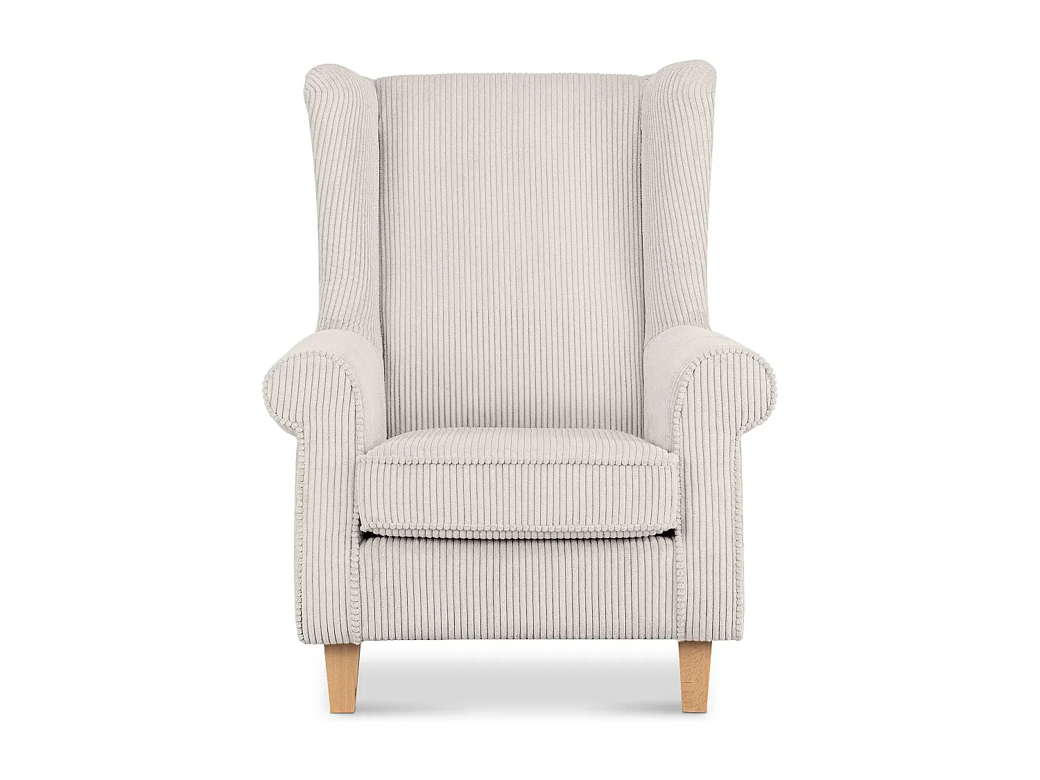 Bequemer Ohrensessel mit Kord-Stoffbezug in Beige