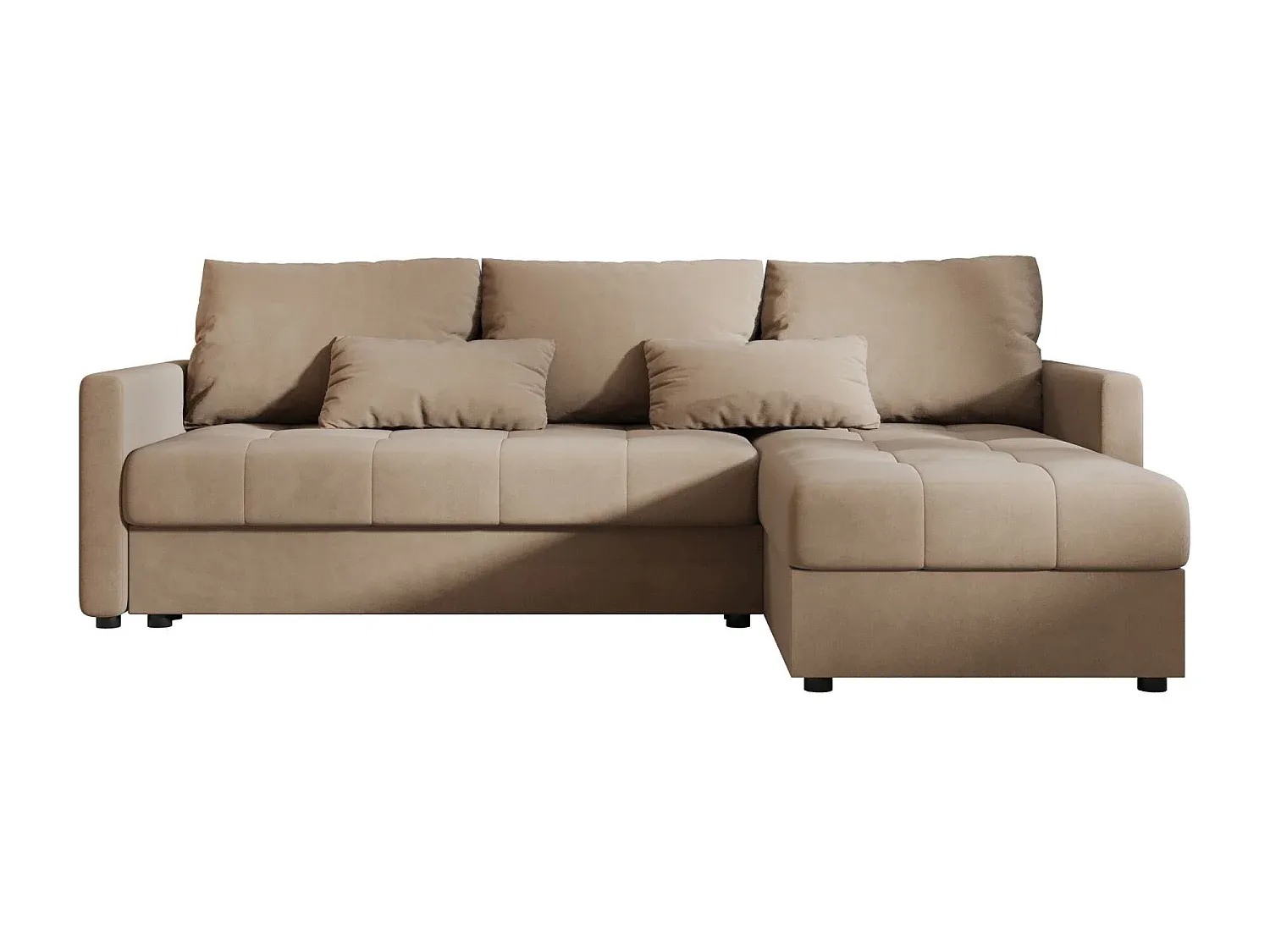 Bequemes Ecksofa mit Schlaffunktion und Stauraum, Braun