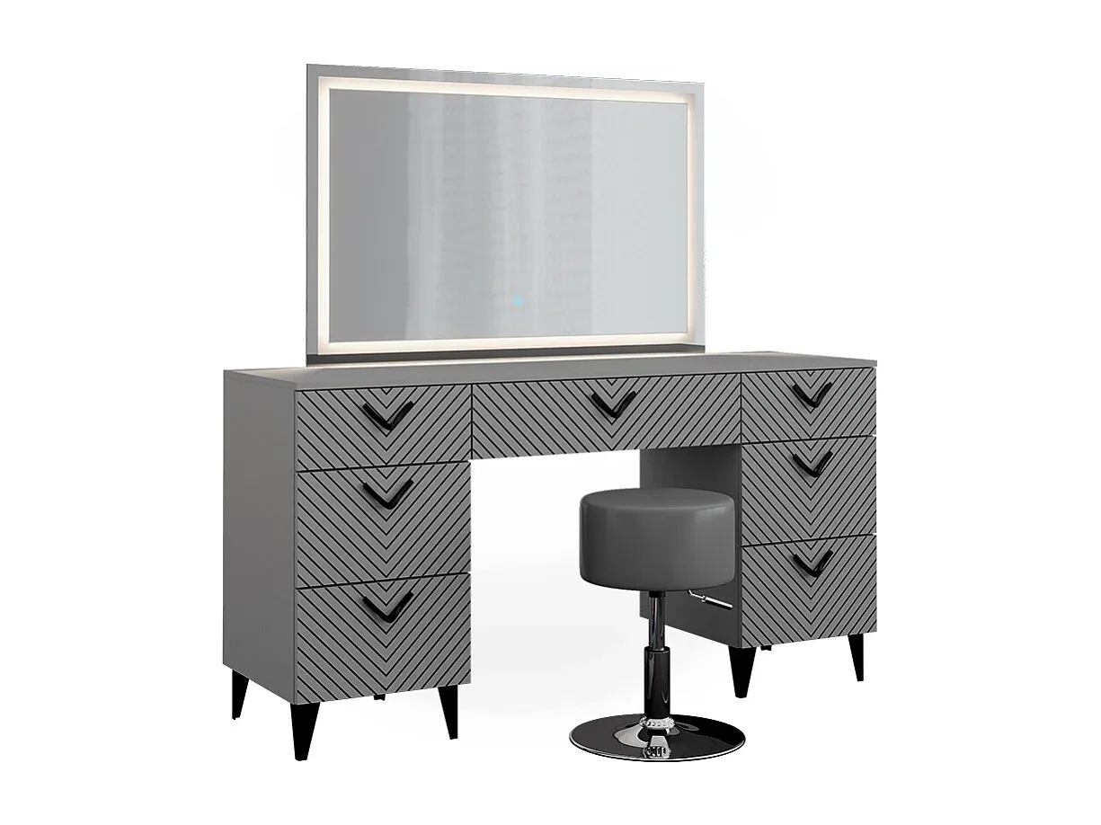 Moderner grauer Schminktisch mit Stauraum