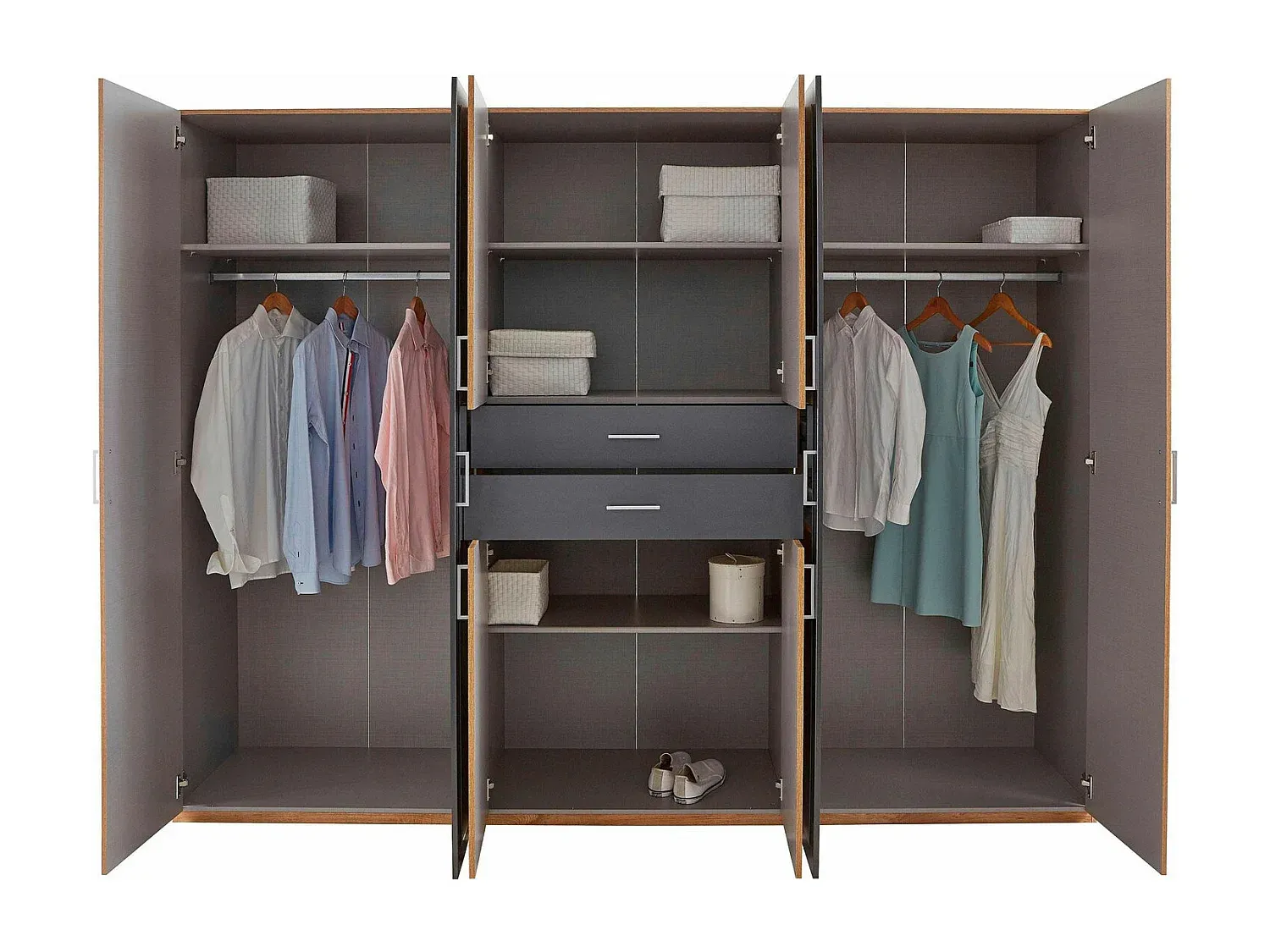 Großer Kleiderschrank mit Schiebetüren, Weiß