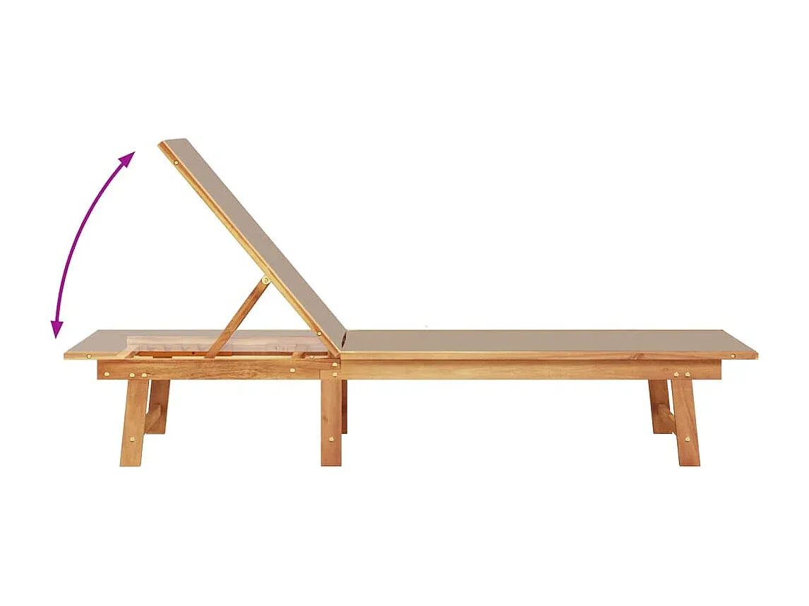 Gartenliege Set aus Akazienholz und Textilene in Taupe