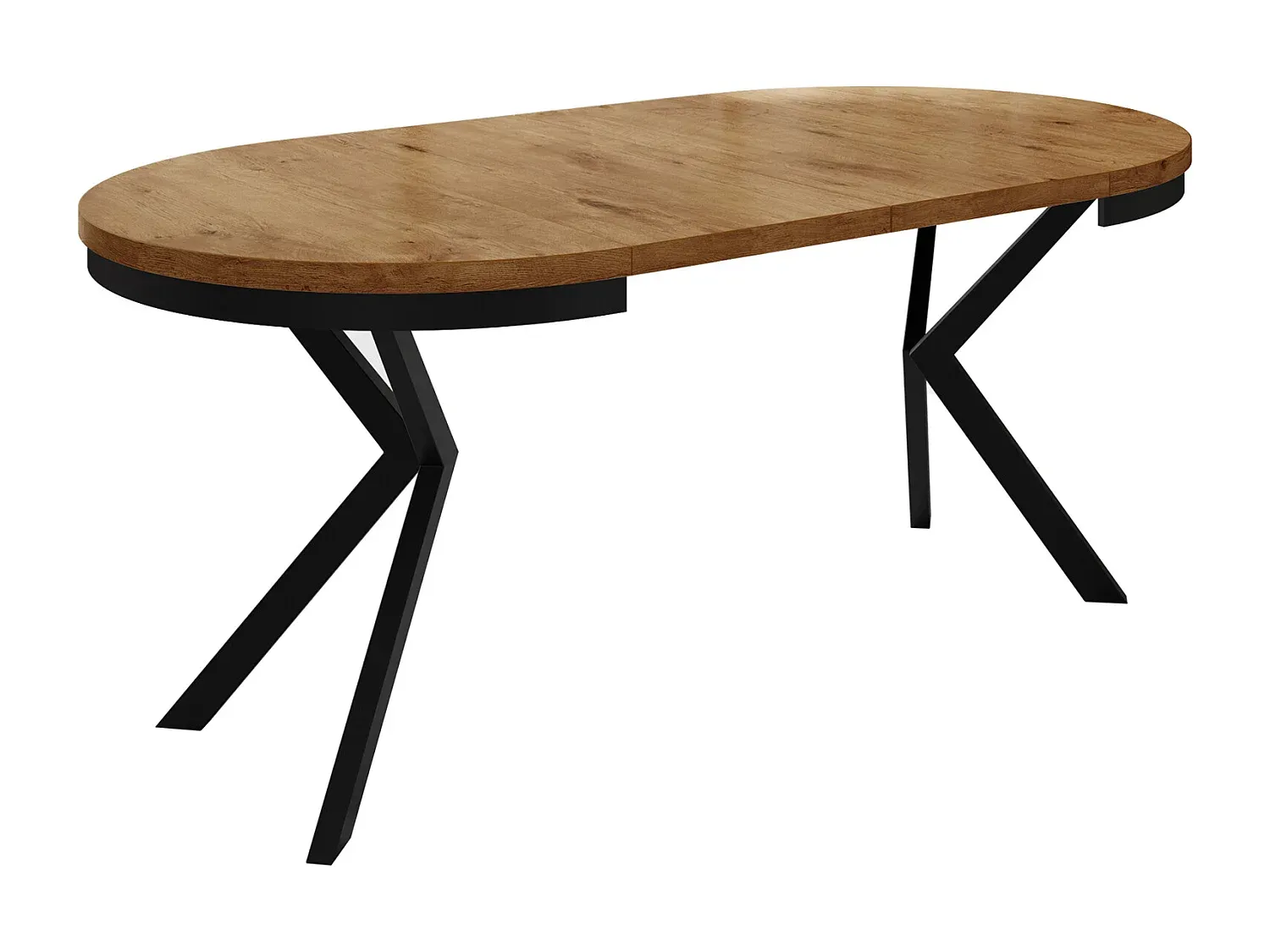 Runder Ausziehtisch für 8 Personen - Loftstil mit Metallbeinen - Verstellbar von 120 bis 200 cm - Industrieller Tisch für Wohnzimmer