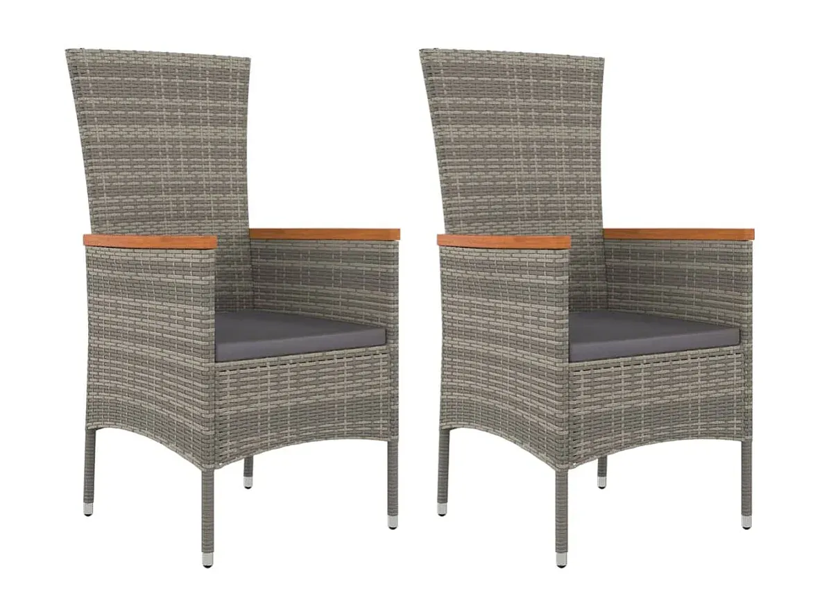 Garten-Essgruppe mit Kissen aus Polyrattan Grau