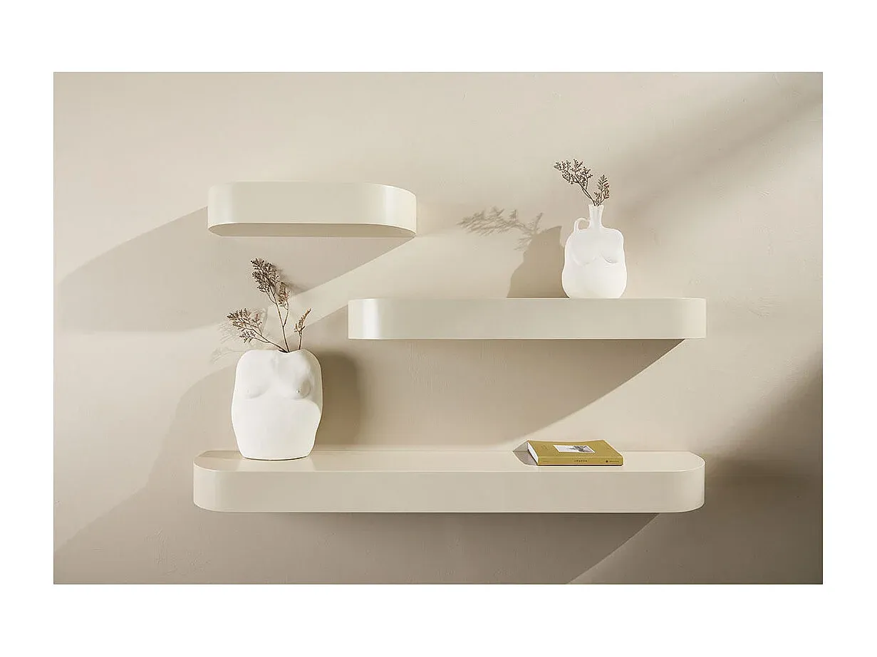 Modernes Wandregal-Set in Beige, 3 Teile
