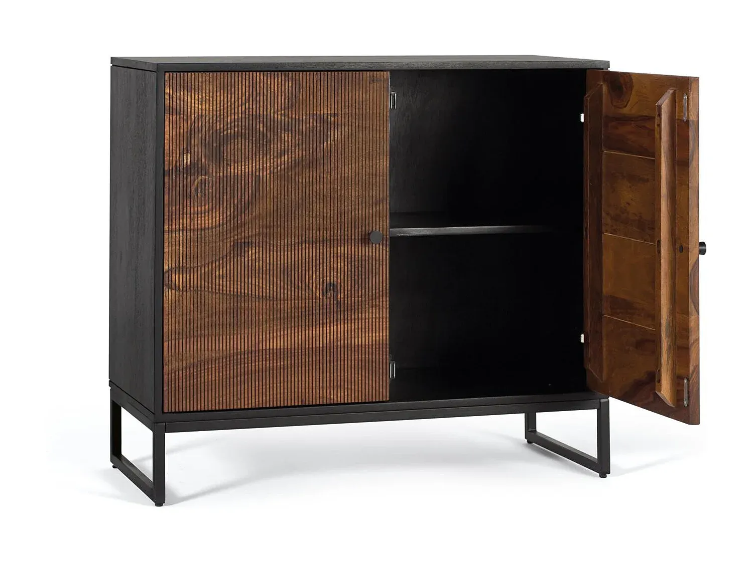Elegantes Sideboard aus Palisander- und Mangoholz mit metallischen Akzenten