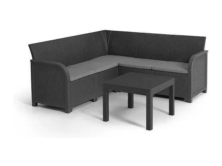 5-sitzige Gartenmöbel aus Flechtoptikharz in Graphit