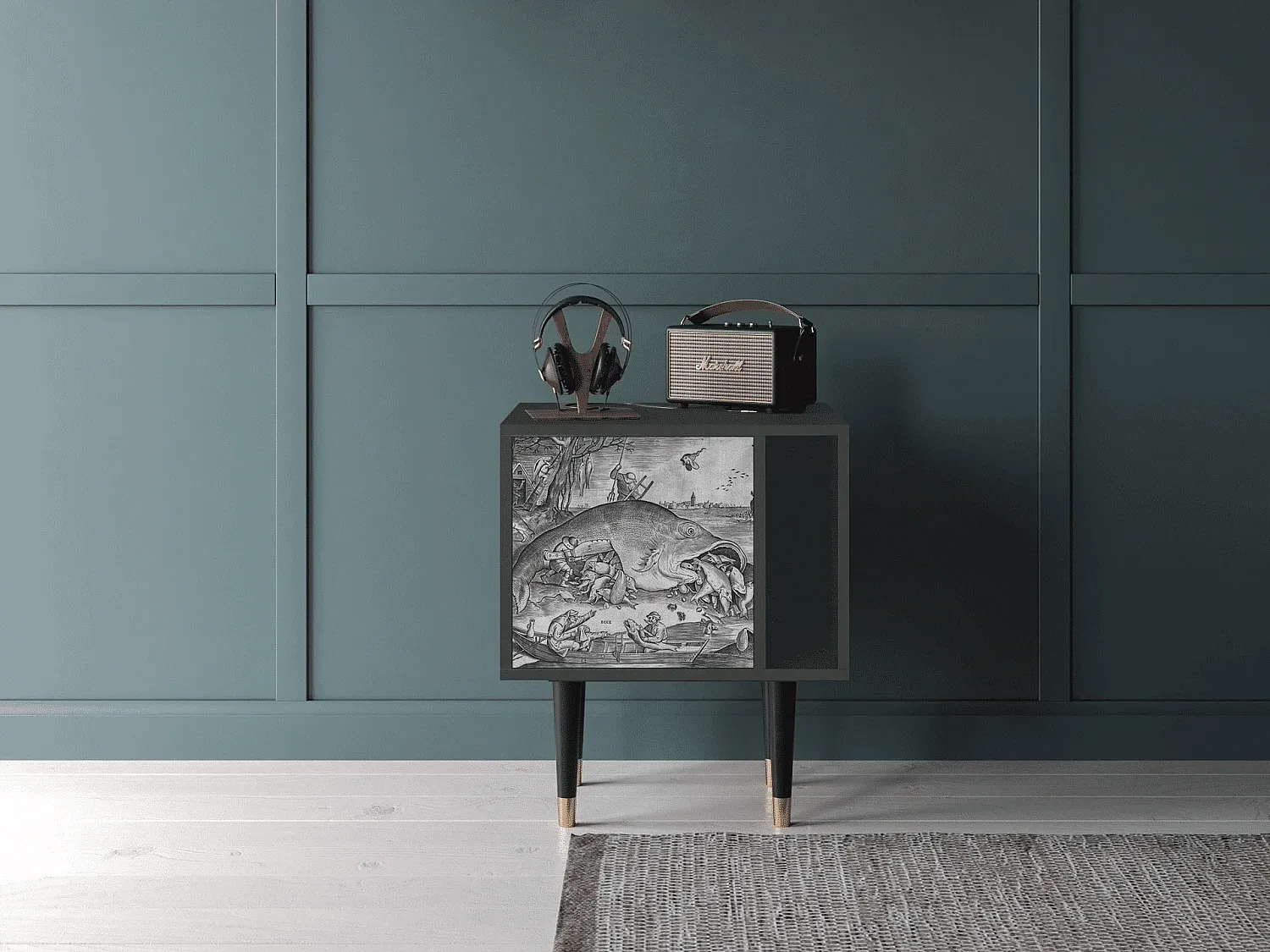 Moderner Nachttisch in Anthrazit mit Stauraum