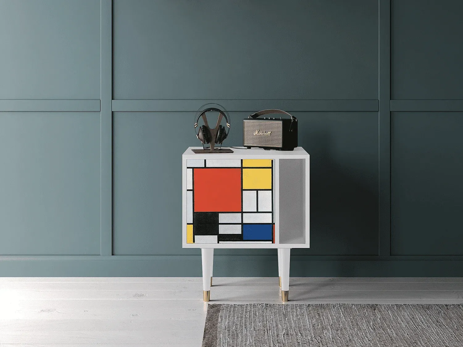 Moderner Nachttisch in Weiß mit Schubladen