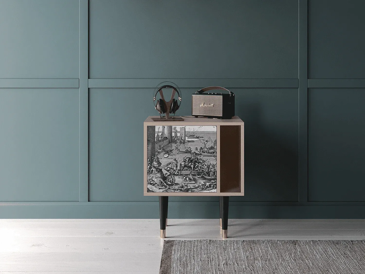 Moderner Nachttisch aus Holz in Beige