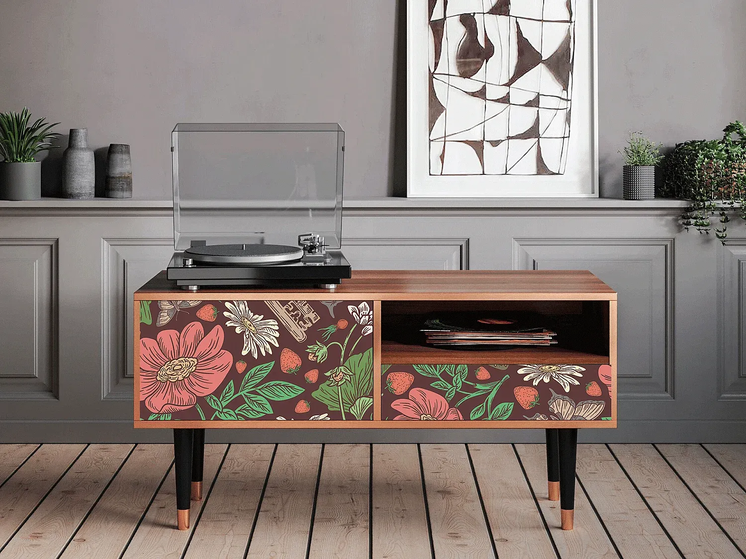 Moderner TV-Schrank in Walnussoptik, 115×59×48 cm