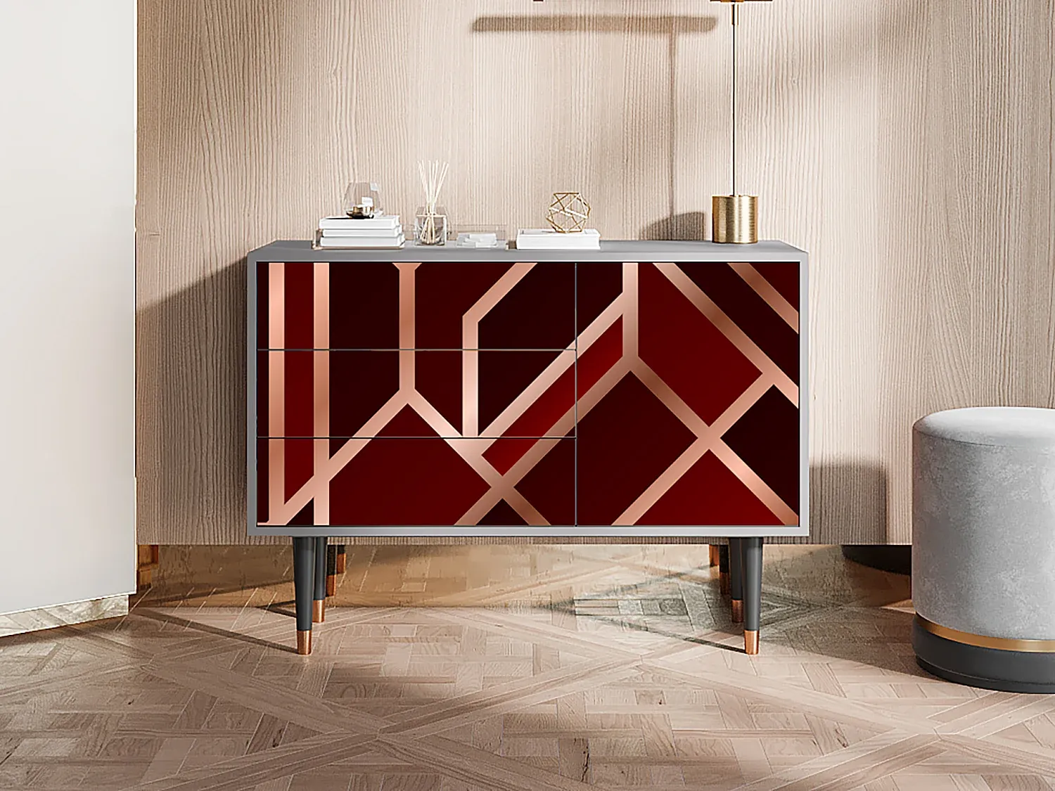 Elegantes graues Sideboard im 1920er-Jahre-Stil, 115x84x41 cm