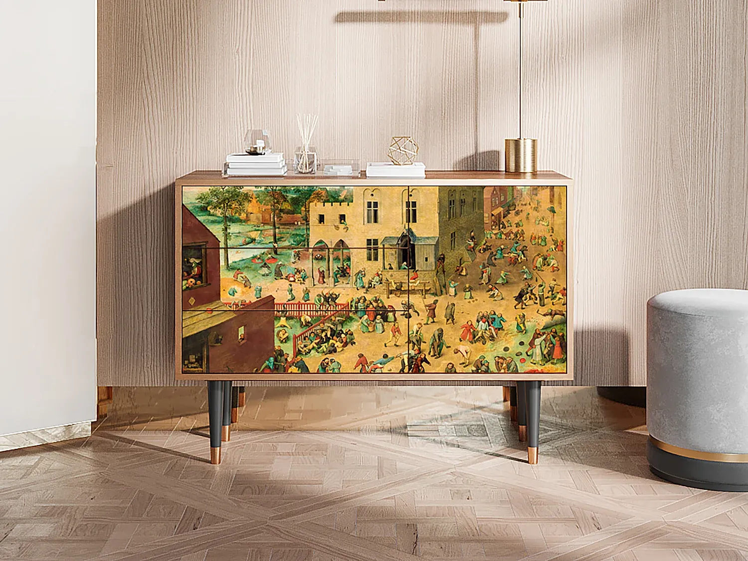 Kinder-Spiele Aufbewahrungsschrank, Walnuss, 115x84x41 cm