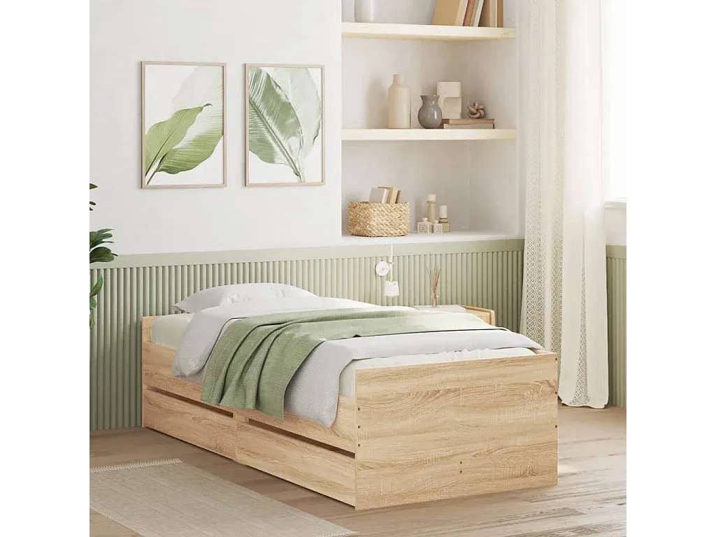Holzbett mit Schubladen 90x190 cm