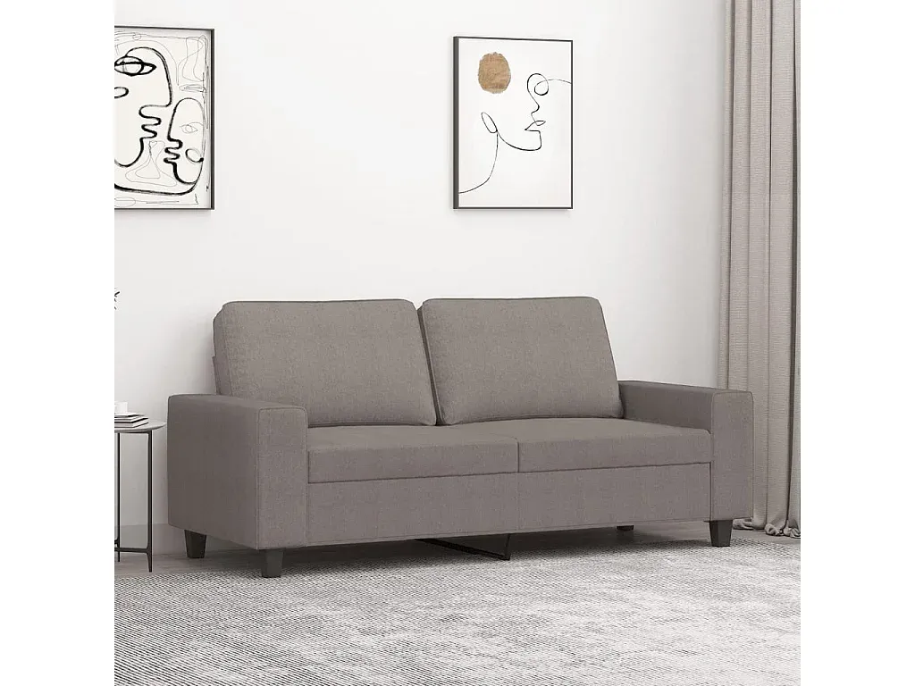 Bequemes 2-Sitzer-Sofa in Taupe aus Stoff