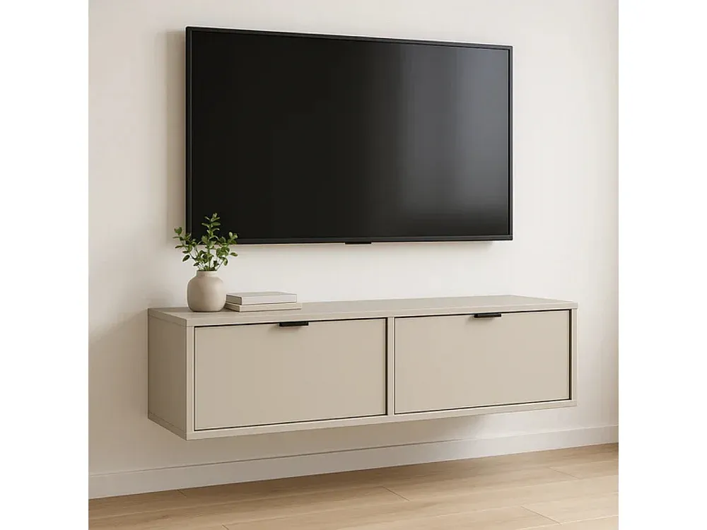Moderner TV-Schrank mit glatten Fronten, 140x30x33 cm, Kaschmir
