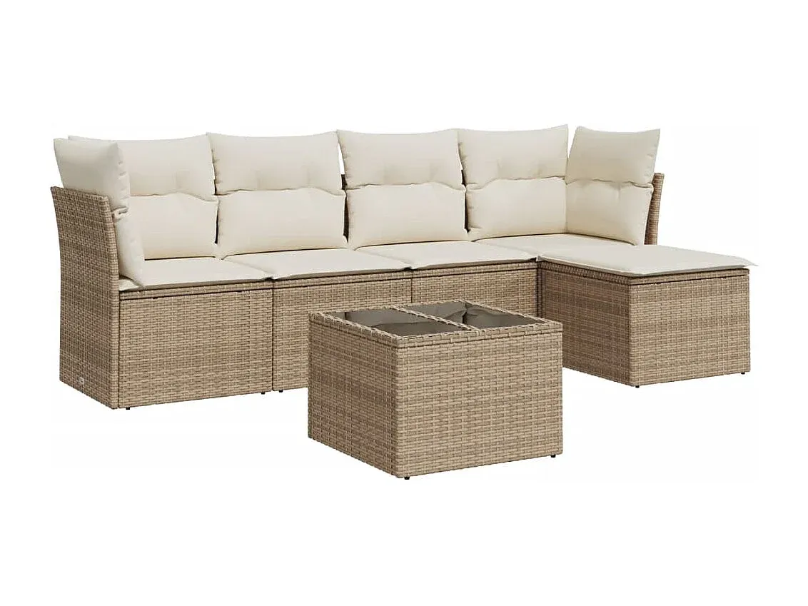 Moderne 6-teilige Gartensofagarnitur mit Kissen Beige