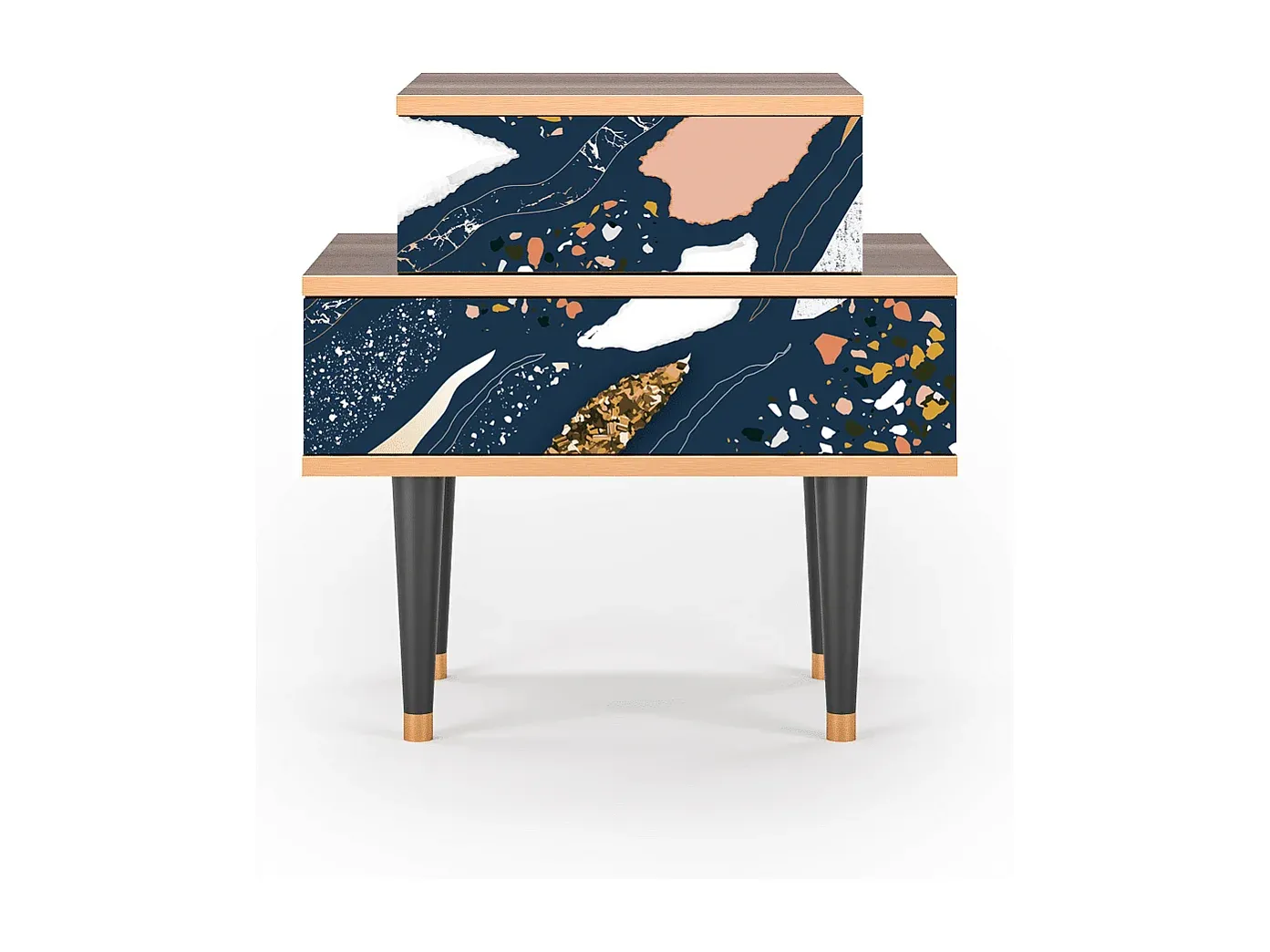 Moderner Nachttisch mit Walnuss-Akzent, 58x58x41 cm