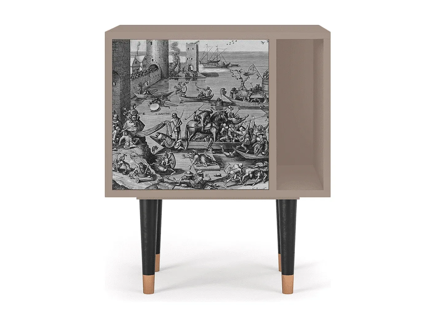 Moderner Nachttisch aus Holz in Beige