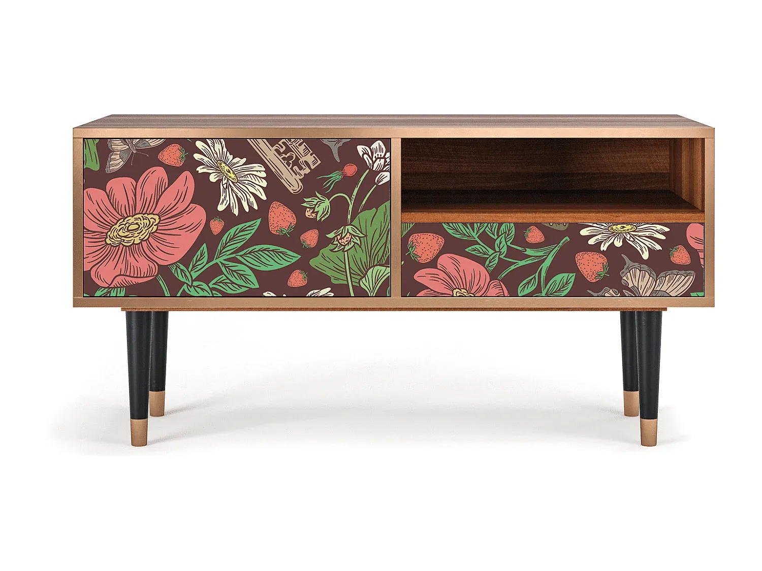 Moderner TV-Schrank in Walnussoptik, 115×59×48 cm