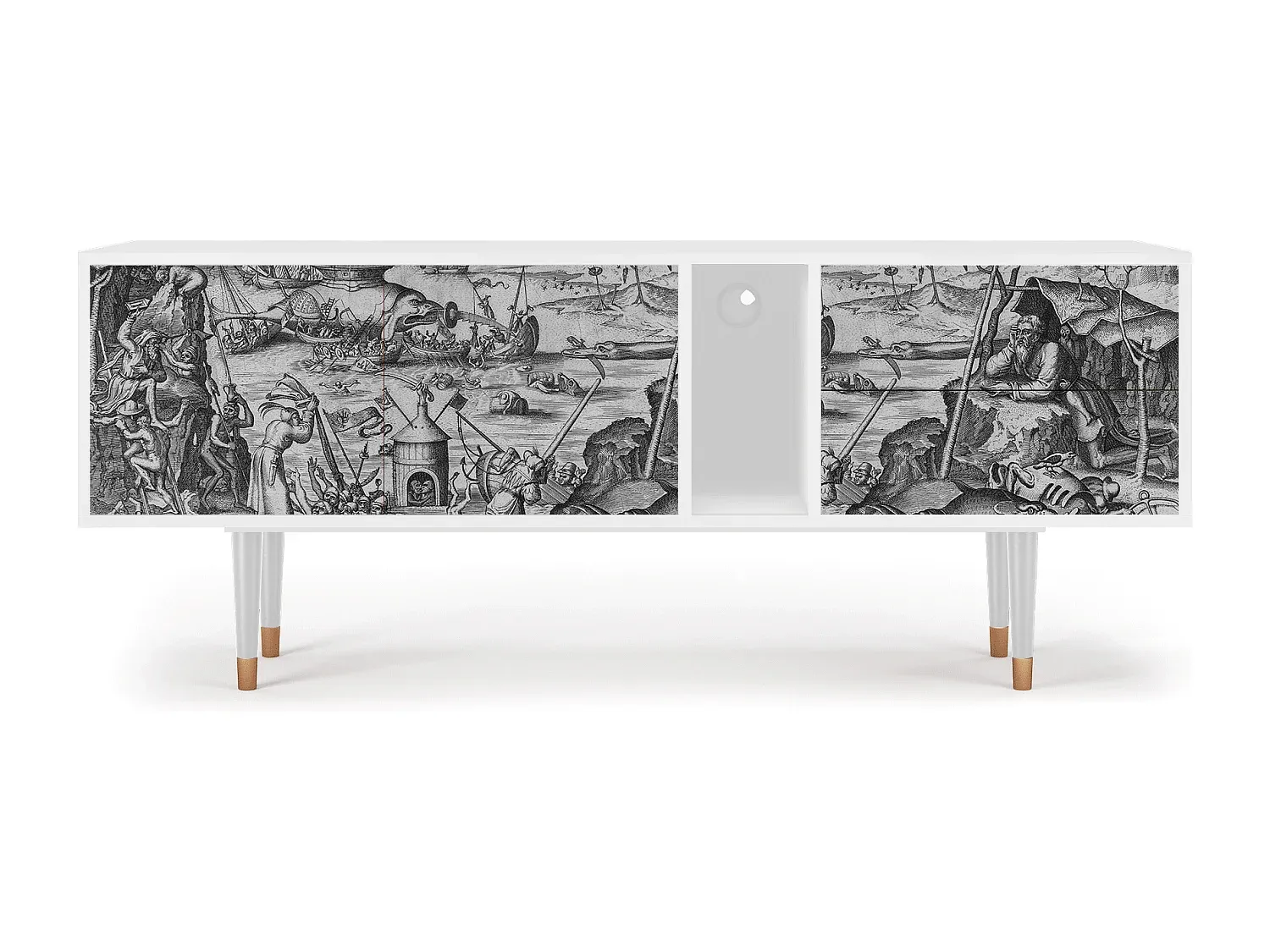 Moderne TV-Kommode mit Stauraum, Weiß