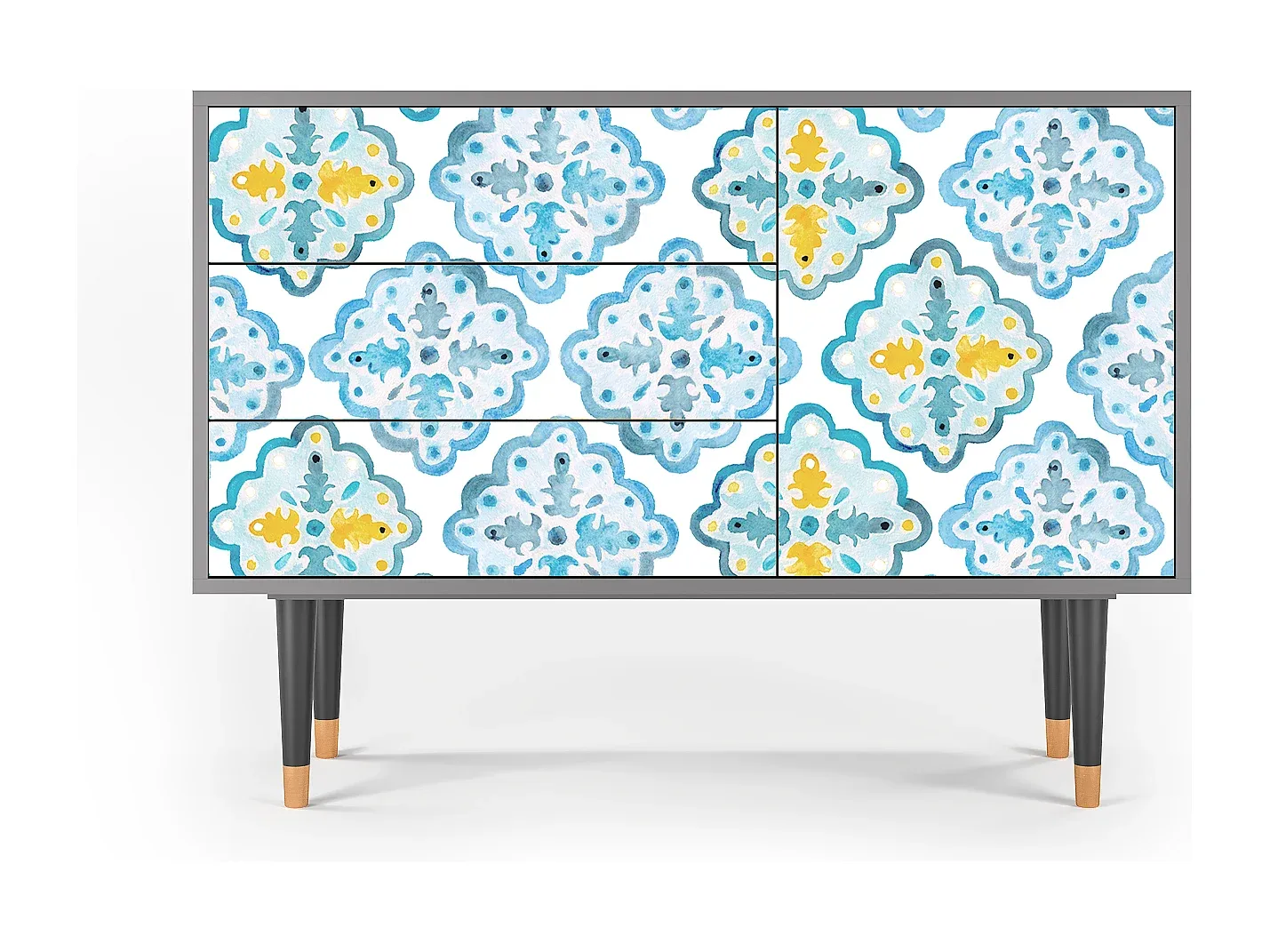 Moderner Sideboard mit Kachelmuster - Grau