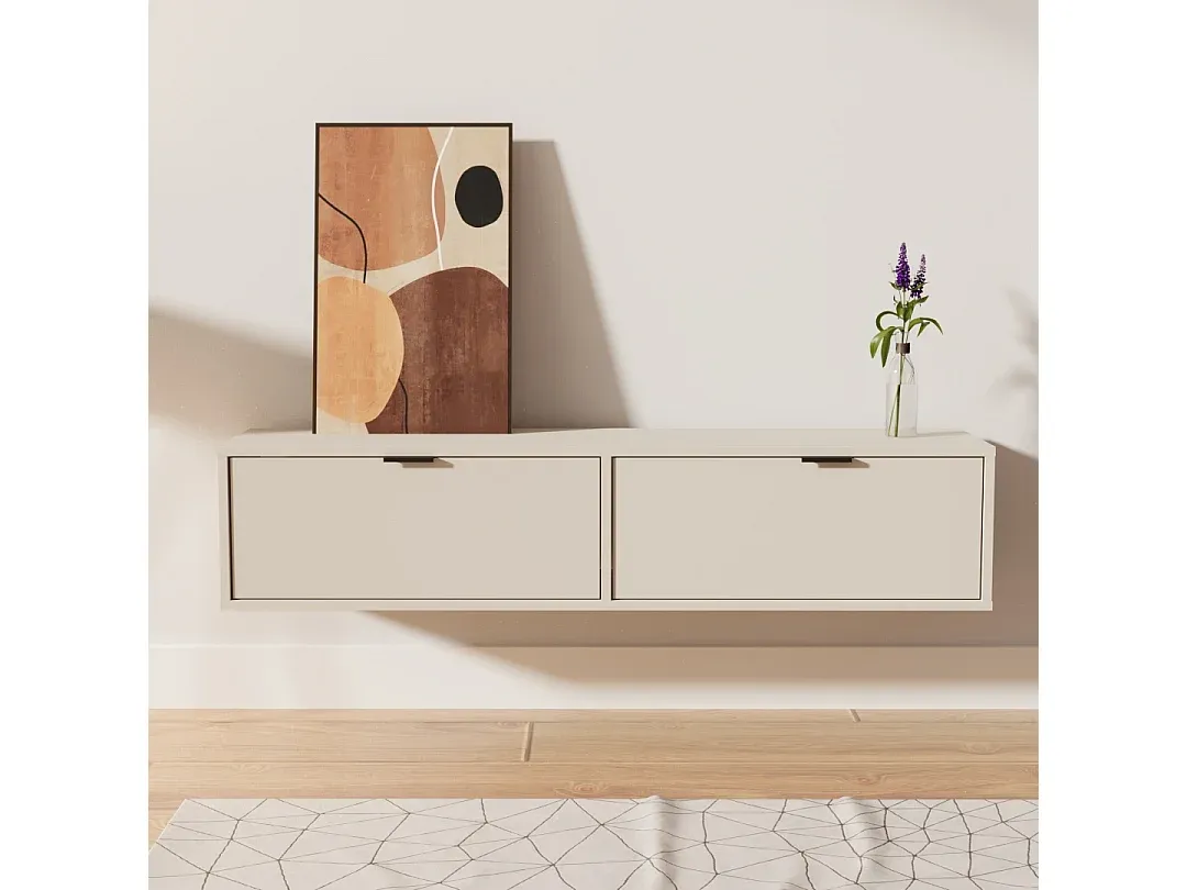 Moderner TV-Schrank mit glatten Fronten, 140x30x33 cm, Kaschmir