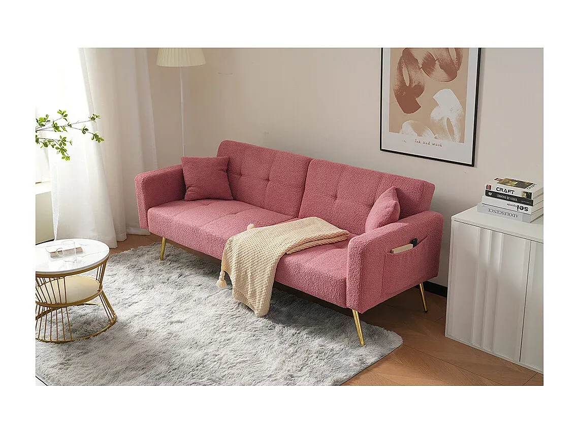 Multifunktionales Sofa mit Schlaffunktion und seitlichen Taschen