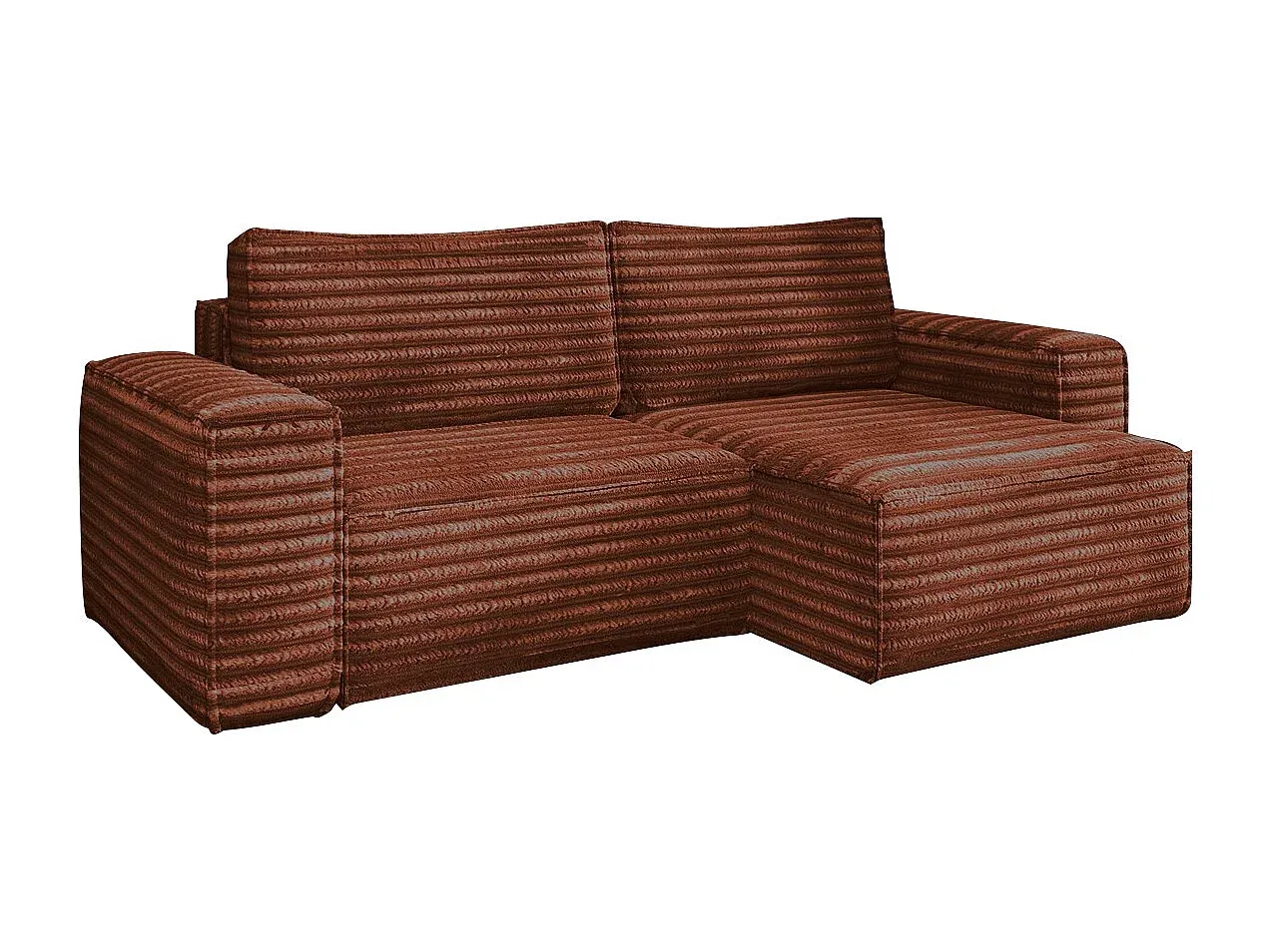 Ecksofa mit Schlaffunktion aus Stoff, Kupfer, rechts