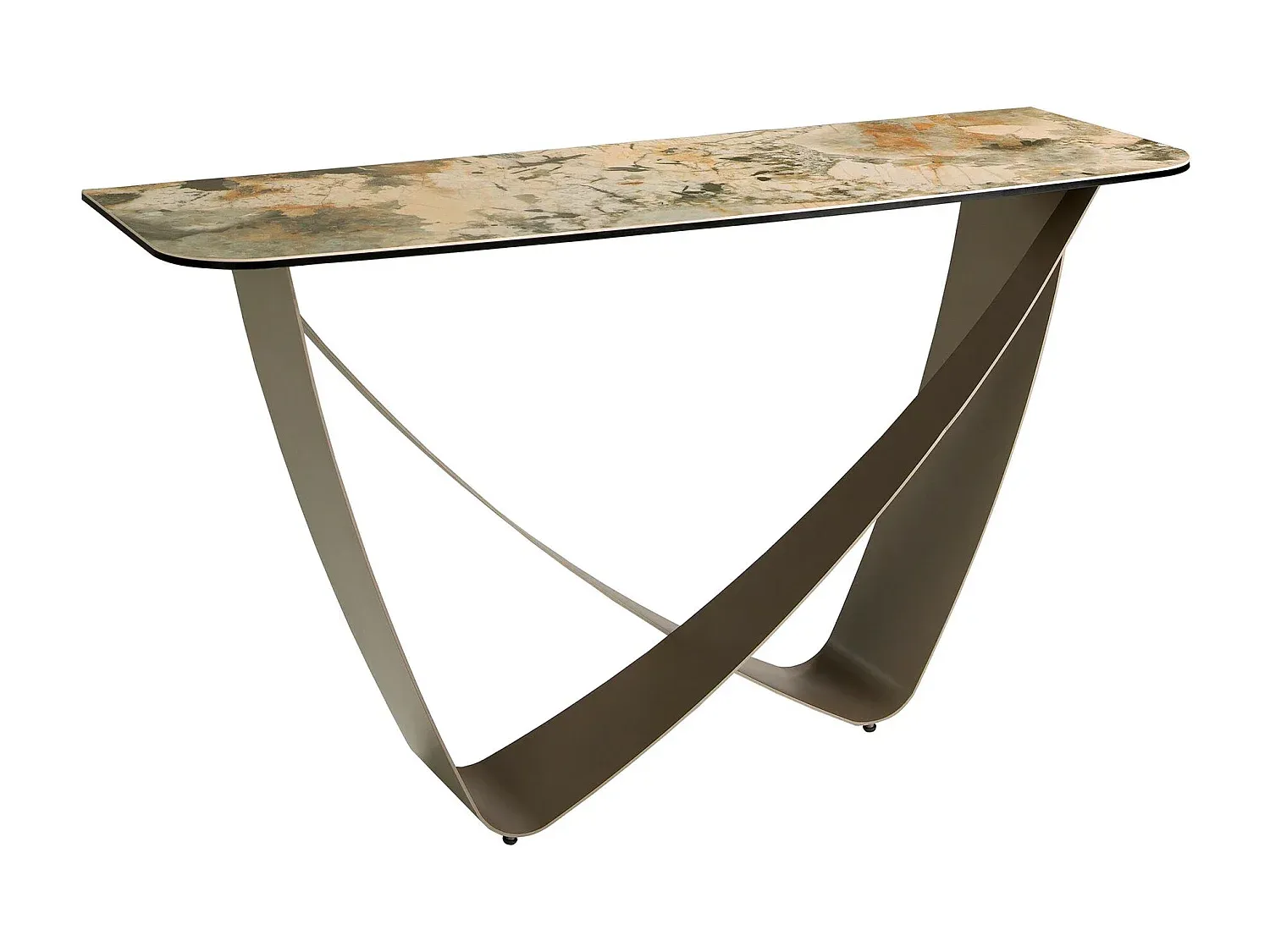 Eleganter Konsolentisch aus Porzellanmarmor und Metall