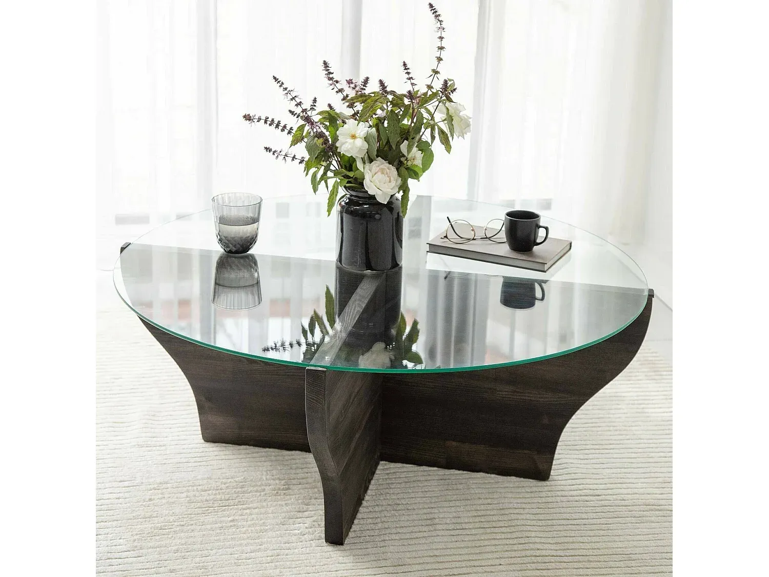 Moderner Couchtisch mit Ablage, 92x92x36 cm, Anthrazit