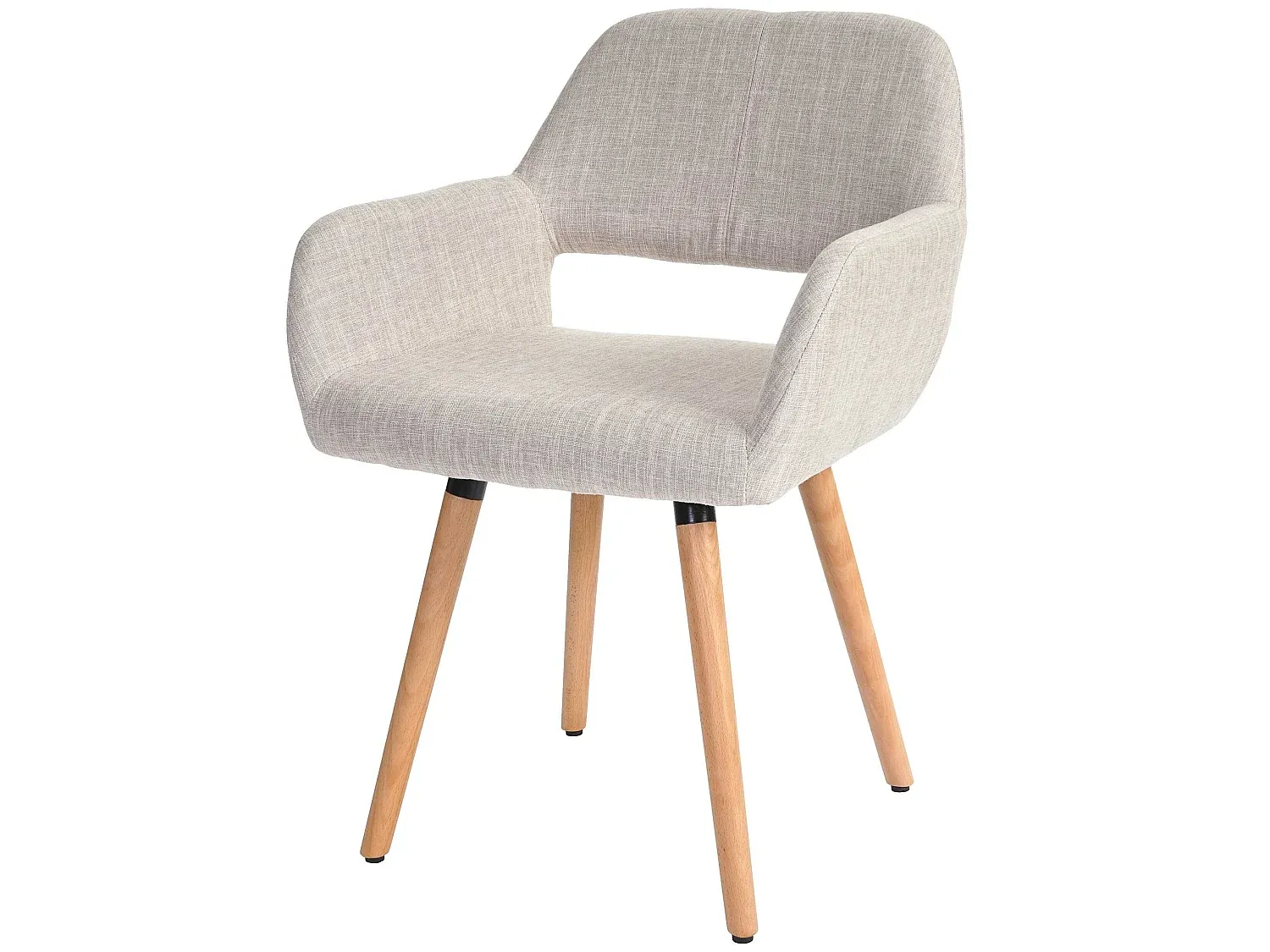 Moderner Esszimmerstuhl-Set aus Stoff in Creme/Grau mit Hellen Beinen