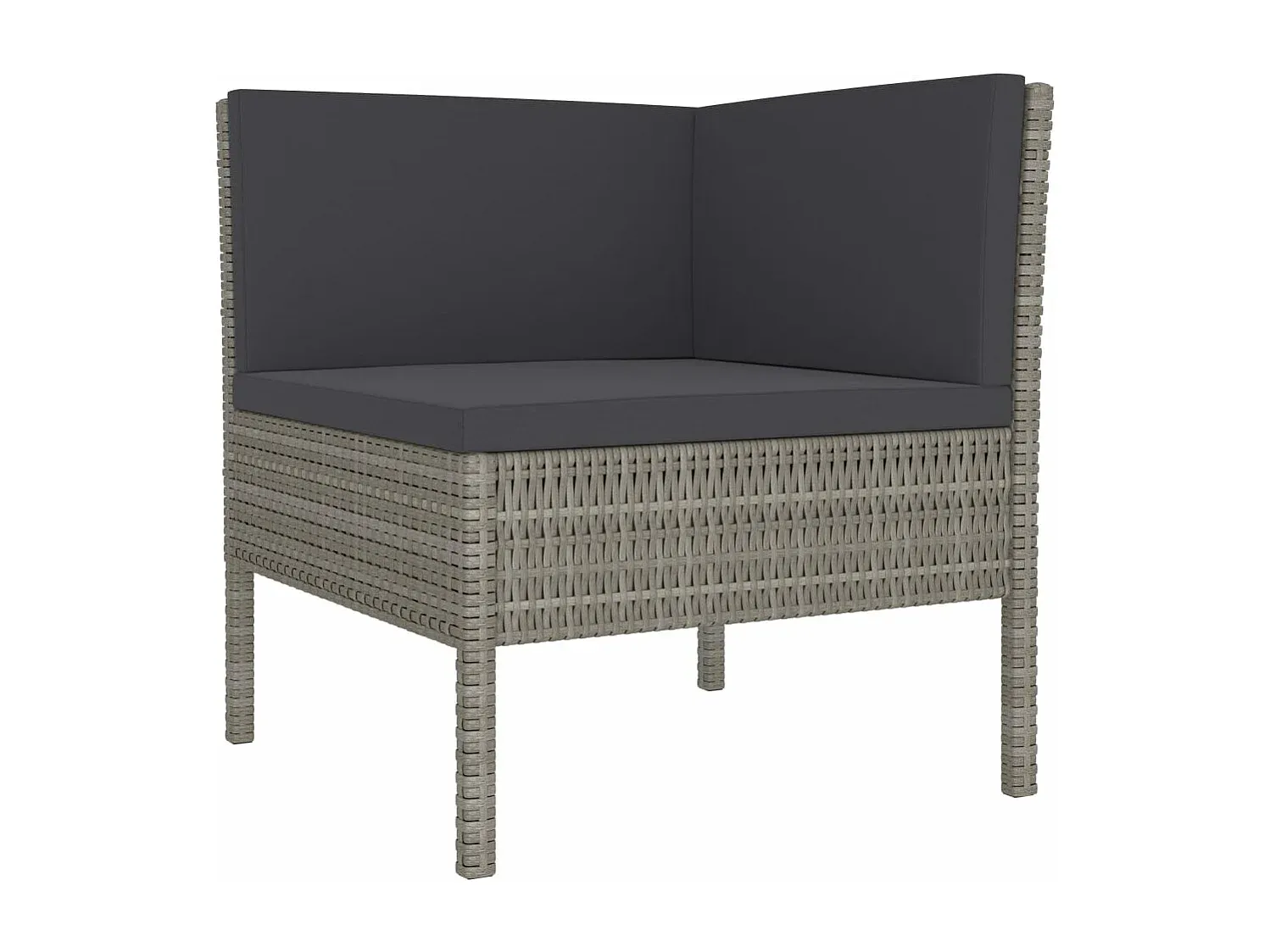 Garten-Sitzgruppe 3-teilig mit Auflagen aus Poly Rattan in Grau
