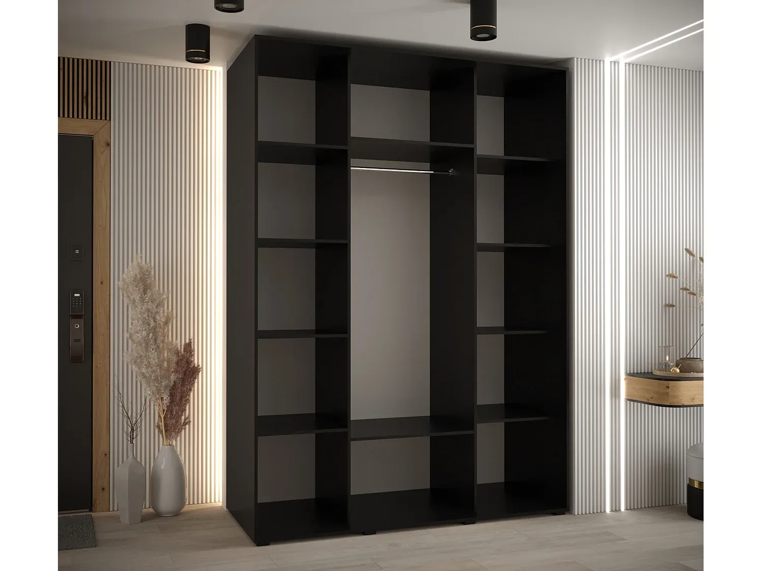 Großer Schwebetürenschrank mit drei Türen