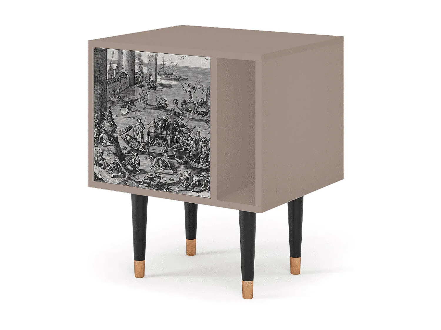 Moderner Nachttisch aus Holz in Beige