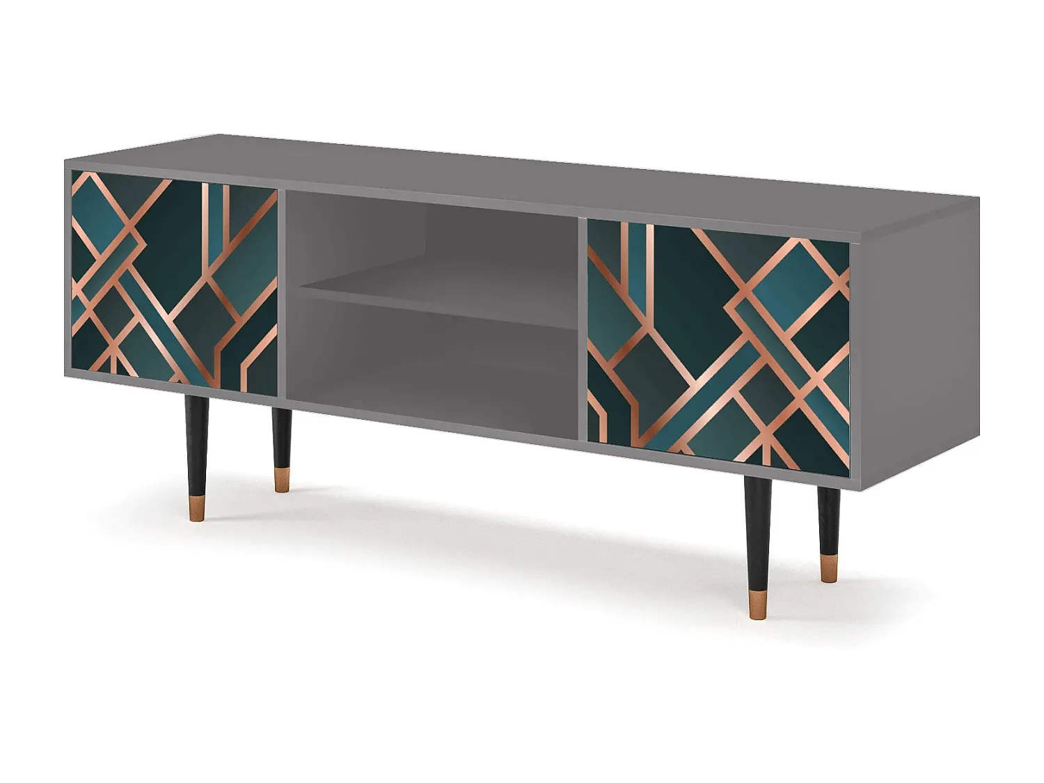 Moderner Fernsehtisch in Grautönen