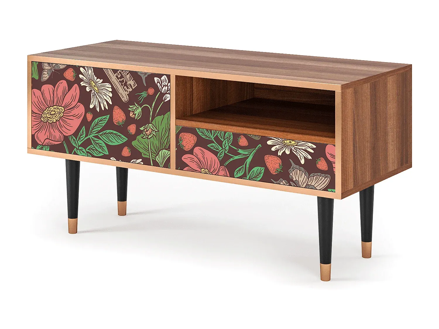 Moderner TV-Schrank in Walnussoptik, 115×59×48 cm