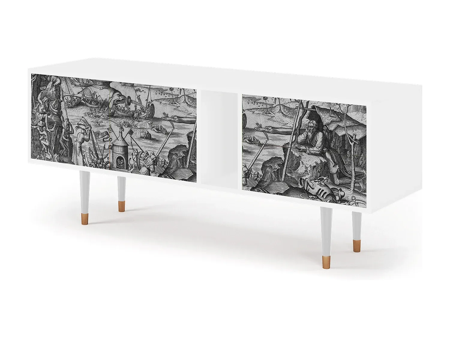 Moderne TV-Kommode mit Stauraum, Weiß